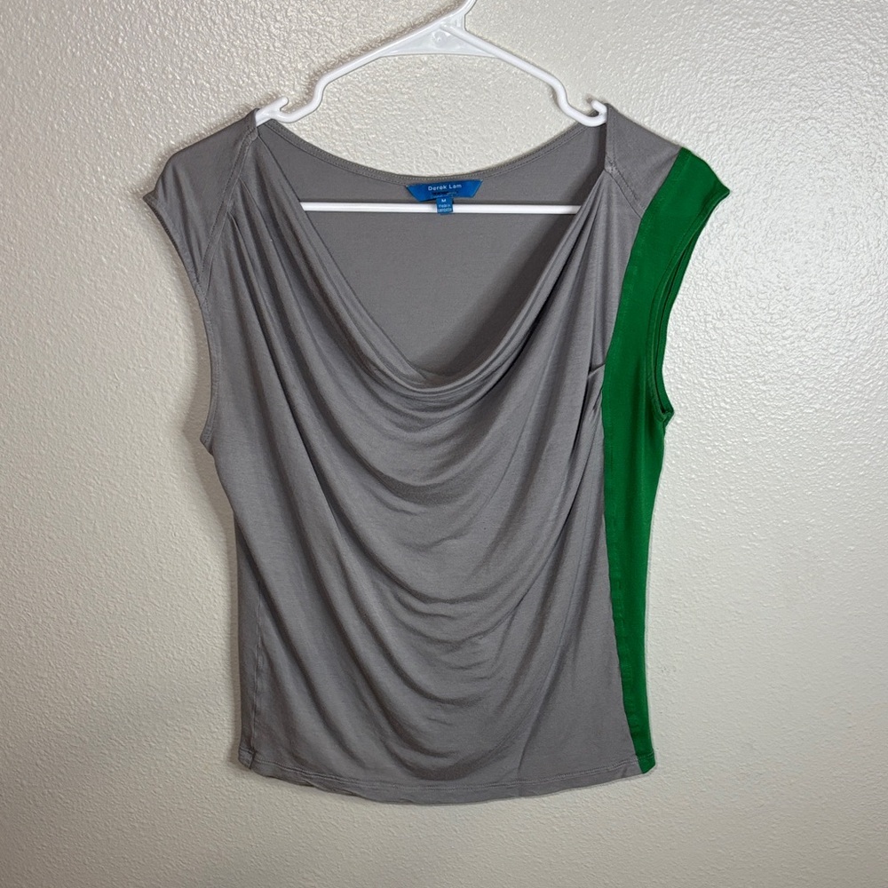 Derek Lam Gray and Green Draped Blouse -101sku